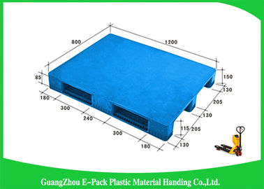 1200 * 800mm blaue Kunststoffpaletten mit drei Läufern, Plastikgleiter-Paletten-Jungfrau HDPE