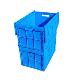 Logistik-zusammenklappbarer Plastikkasten 600*400*368 Millimeter befestigte Deckel-blaue Farbe