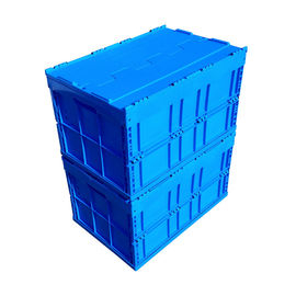 Logistik-zusammenklappbarer Plastikkasten 600*400*368 Millimeter befestigte Deckel-blaue Farbe
