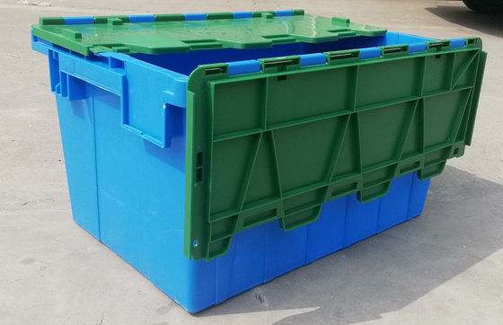 Kundenbezogenheit 35kg, die Plastik-Tote Box Attached Lid Container stapelt Verschachtelung lädt