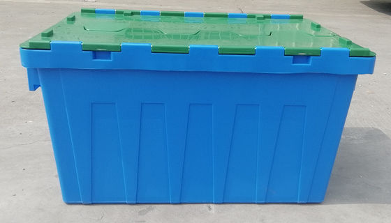Kundenbezogenheit 35kg, die Plastik-Tote Box Attached Lid Container stapelt Verschachtelung lädt