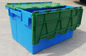 Customization 35kg Loading Plastic Tote Box Attached Lid Container Stacking Nesting